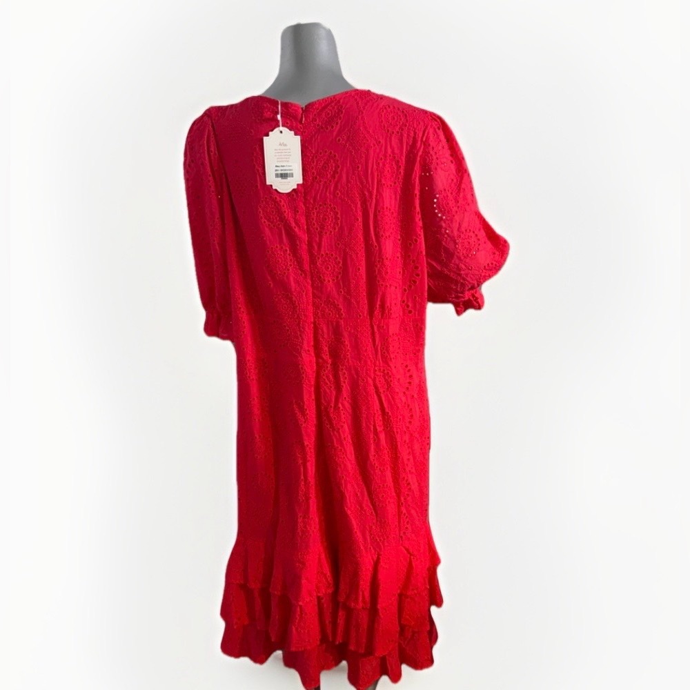 Ivy City Co Mary Kate Dres Pink Eyelet Lace Corset Tiered Ruffle New 20W - Picture 5 of 15